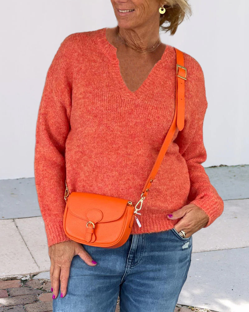 Sienna & Harper™ – Classic Solid Color V-Neck Sweaters