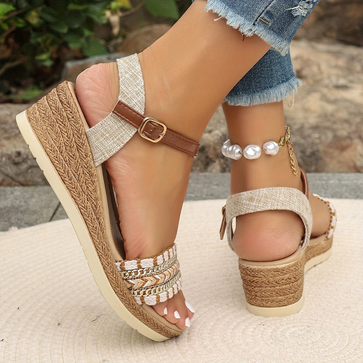 Sienna & Harper™  | Boho Woven Wedge Sandals