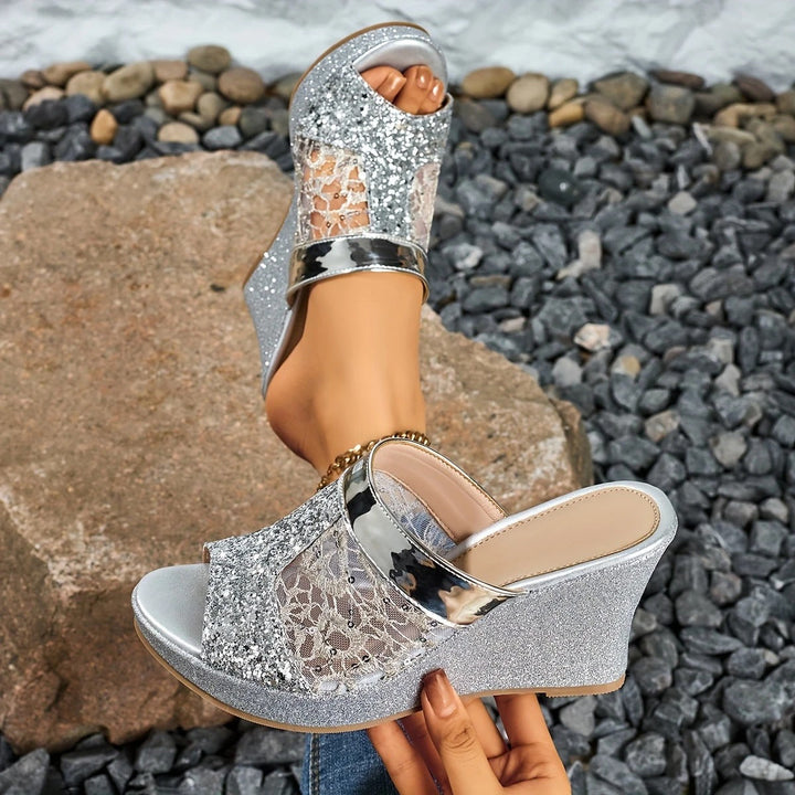 Sienna & Harper™  | Chic Floral Embellished High Heel Sandals