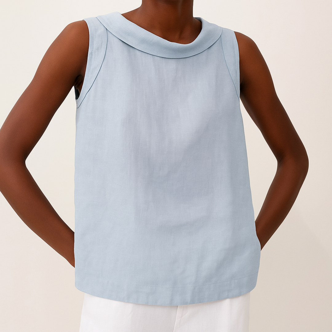 Sienna & Harper™ | Sleeveless Roll Collar Top