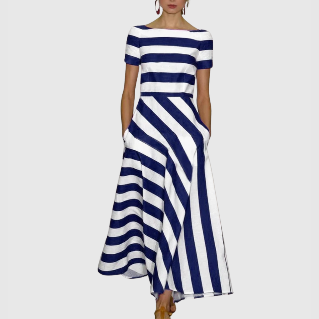 Sienna & Harper™ | Short Sleeve Striped Maxi Dress