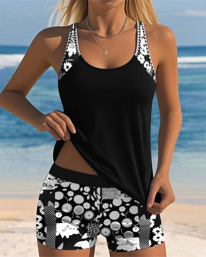 Sienna™ | Swimsuit Tank Top with Printed Boxer Set