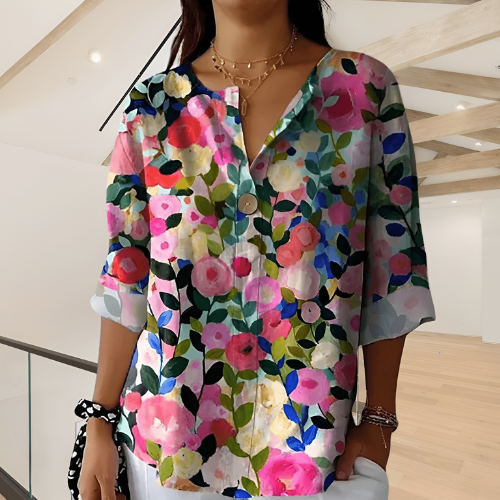 Skye™  | Elegant Floral Blouse With Button Closure