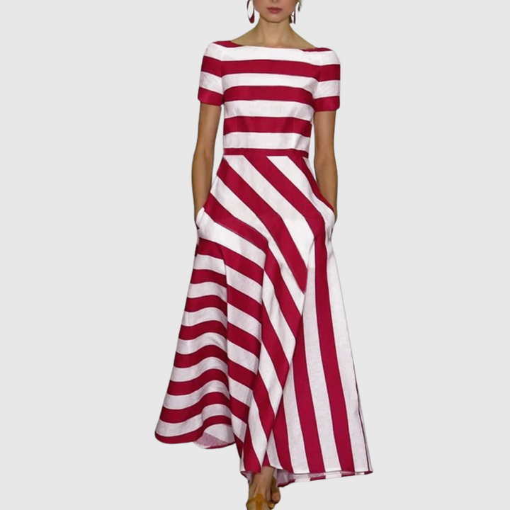 Sienna & Harper™ | Short Sleeve Striped Maxi Dress
