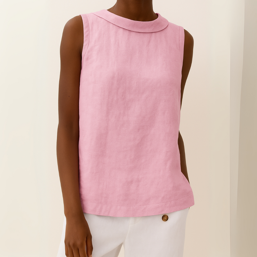 Sienna & Harper™ | Sleeveless Roll Collar Top
