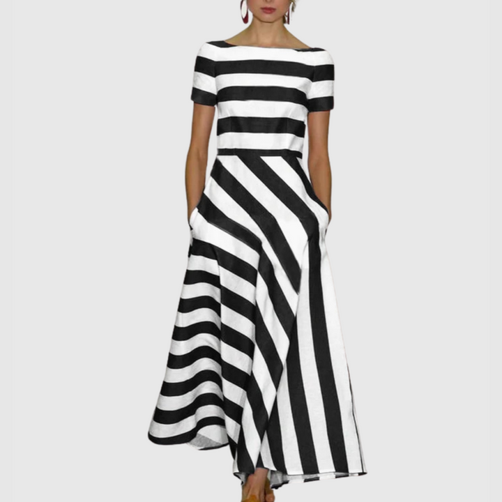 Sienna & Harper™ | Short Sleeve Striped Maxi Dress