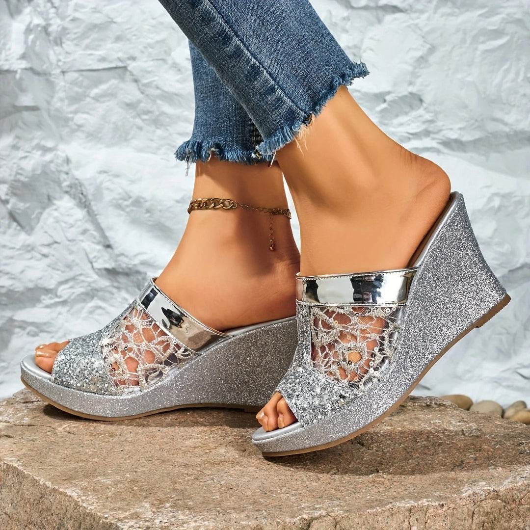 Sienna & Harper™  | Chic Floral Embellished High Heel Sandals
