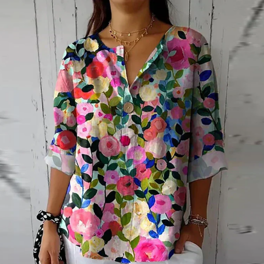 Sienna & Harper™ | Elegant Botanical Print Blouse