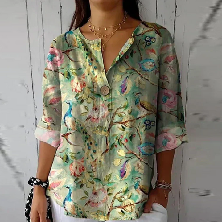 Sienna & Harper™ | Elegant Botanical Print Blouse