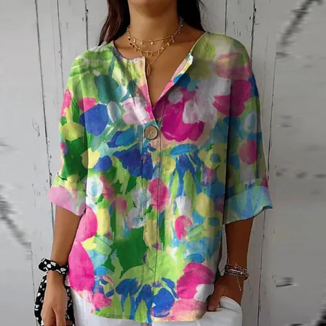 Sienna & Harper™ | Elegant Botanical Print Blouse
