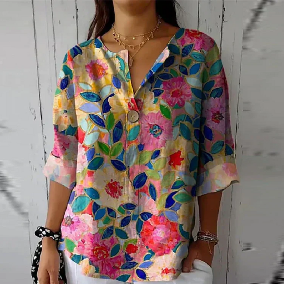 Sienna & Harper™ | Elegant Botanical Print Blouse