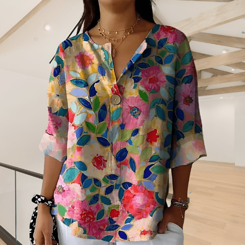 Skye™  | Elegant Floral Blouse With Button Closure