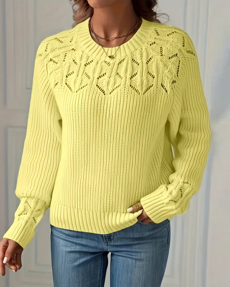 Sienna & Harper™ – Cozy Knit Long Sleeve Sweater with Stylish Cut-Outs