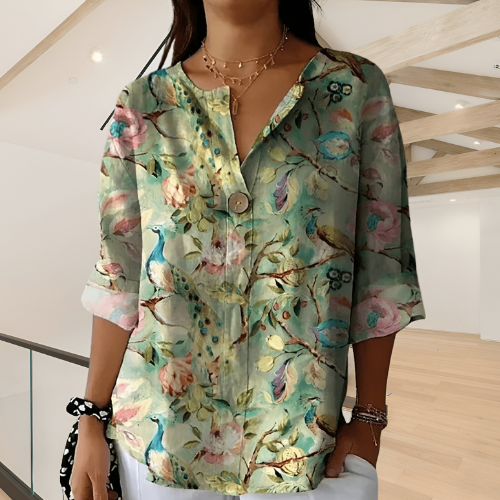 Skye™  | Elegant Floral Blouse With Button Closure