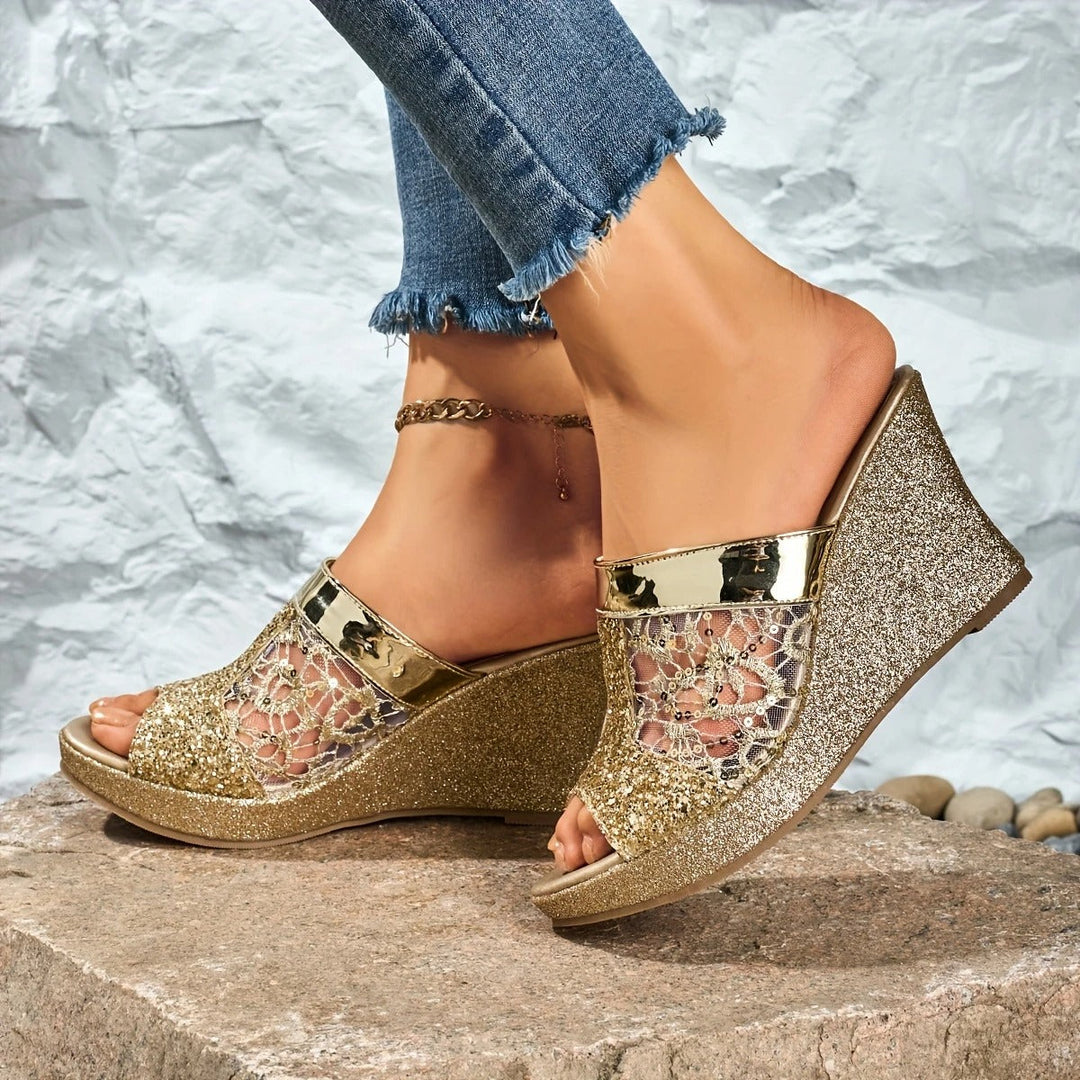 Sienna & Harper™  | Chic Floral Embellished High Heel Sandals