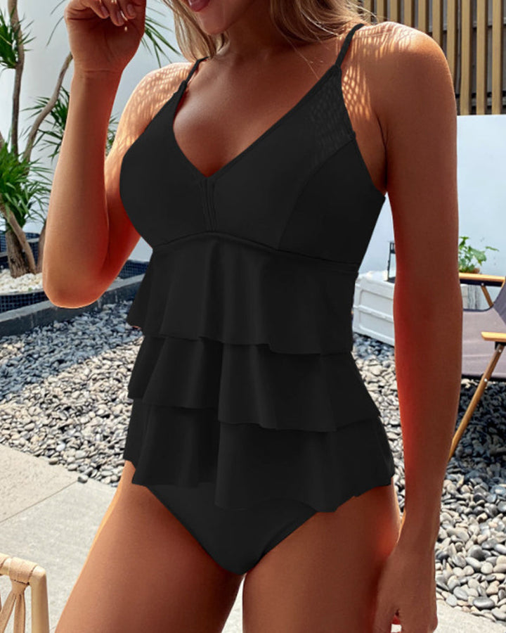 Sienna & Harper™  | Elegant One-Piece Swimsuit with Chic Ruffle Details