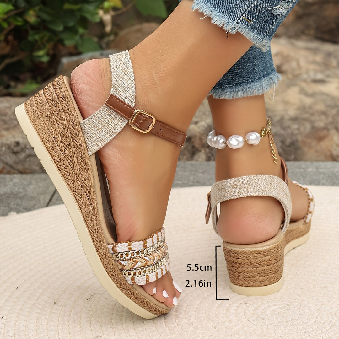 Sienna & Harper™  | Boho Woven Wedge Sandals
