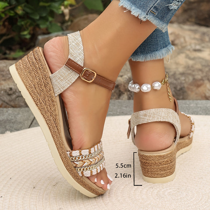 Sienna & Harper™  | Boho Woven Wedge Sandals