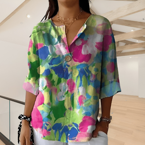 Skye™  | Elegant Floral Blouse With Button Closure