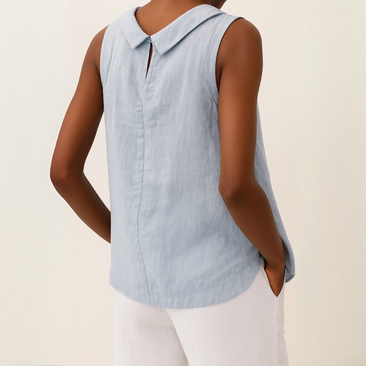 Sienna & Harper™ | Sleeveless Roll Collar Top