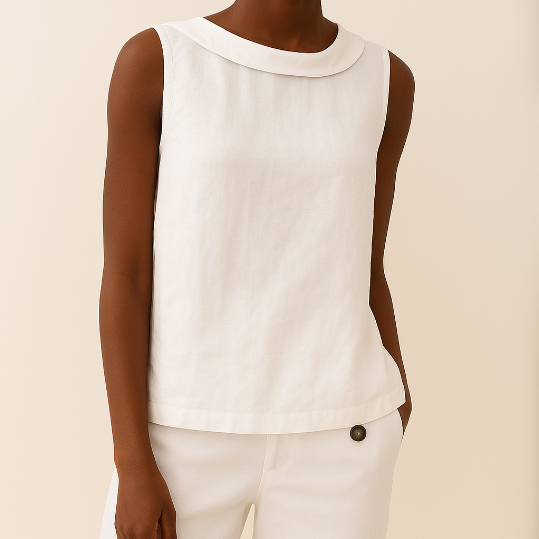 Sienna & Harper™ | Sleeveless Roll Collar Top