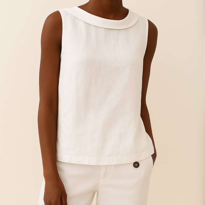 Sienna & Harper™ | Sleeveless Roll Collar Top