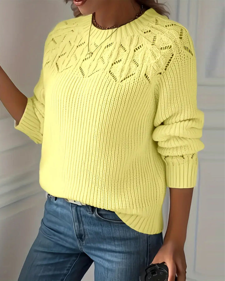 Sienna & Harper™ – Cozy Knit Long Sleeve Sweater with Stylish Cut-Outs