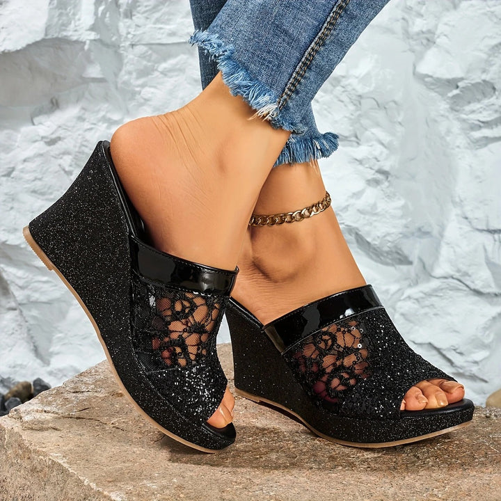 Sienna & Harper™  | Chic Floral Embellished High Heel Sandals