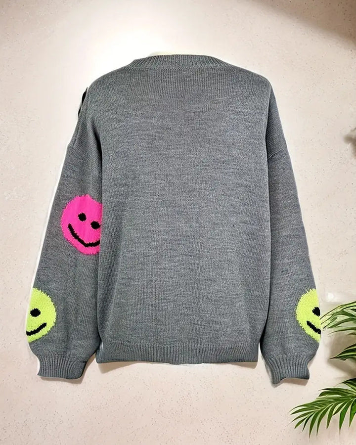Sienna & Harper™ – Pull Smiley Crew Neck Sweatshirt