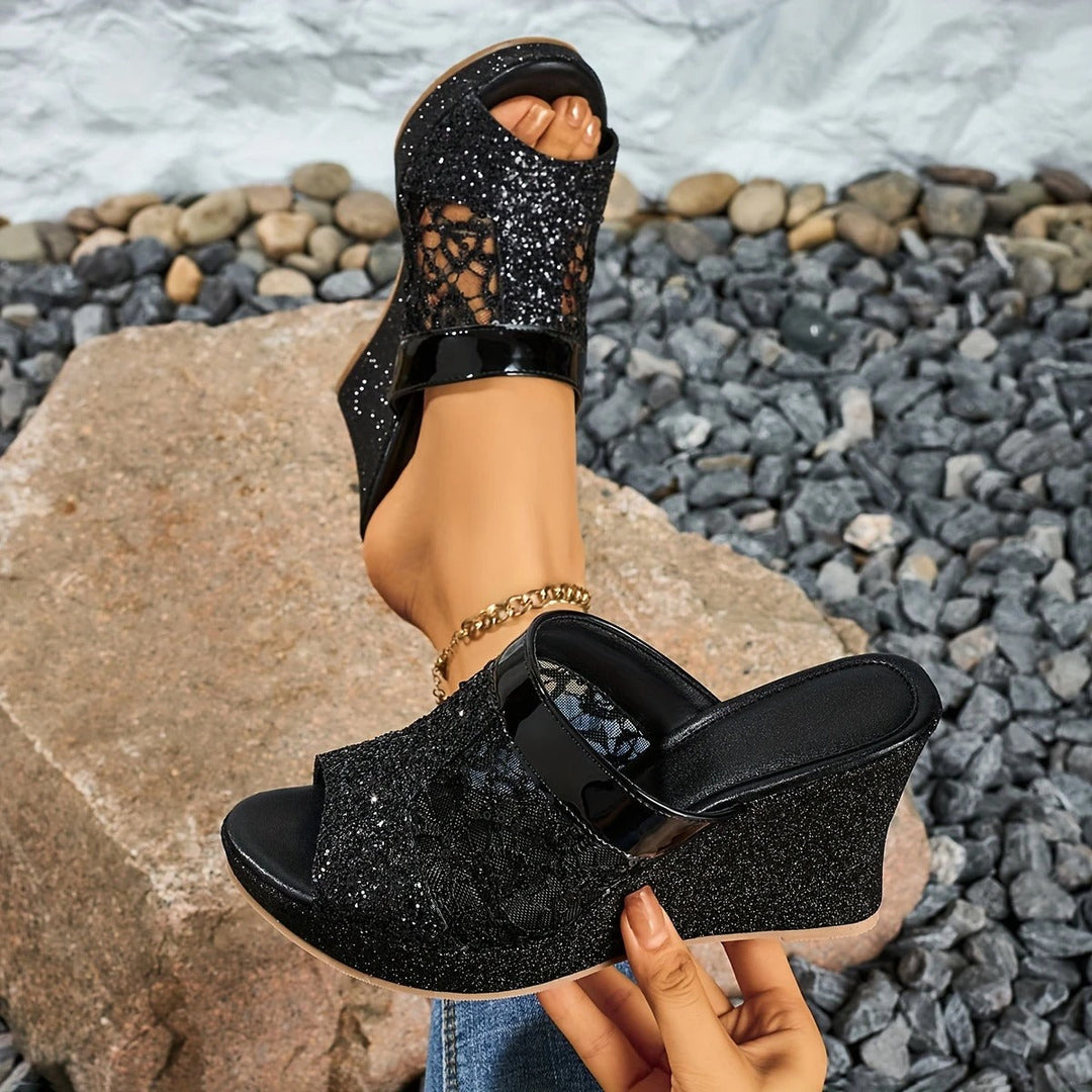 Sienna & Harper™  | Chic Floral Embellished High Heel Sandals