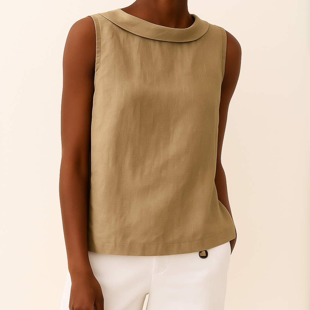 Sienna & Harper™ | Sleeveless Roll Collar Top