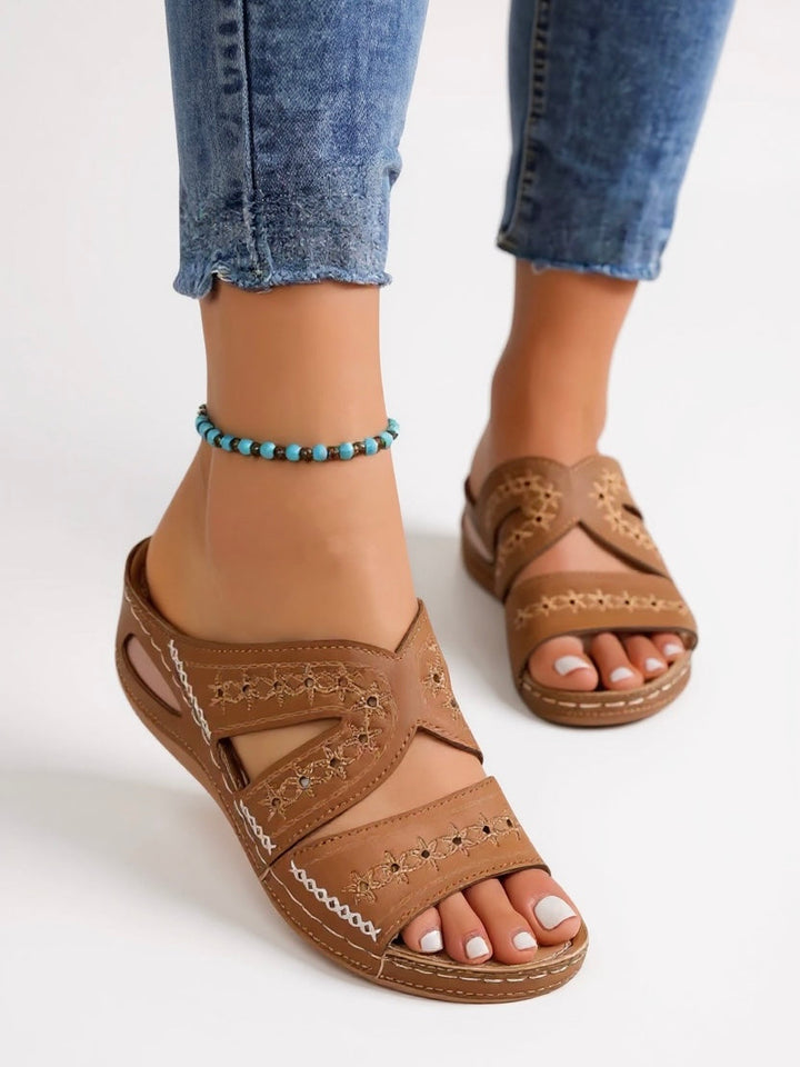 Sienna & Harper™  | Embroidered Slide Sandals