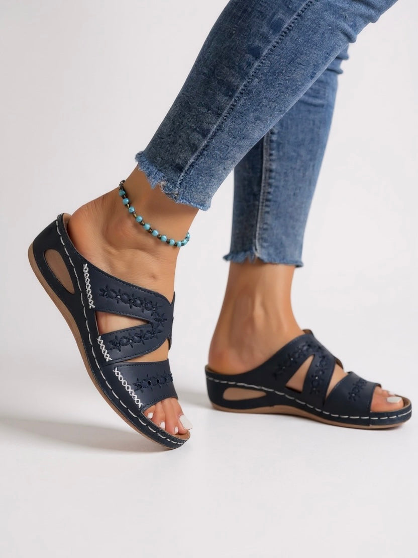 Sienna & Harper™  | Embroidered Slide Sandals