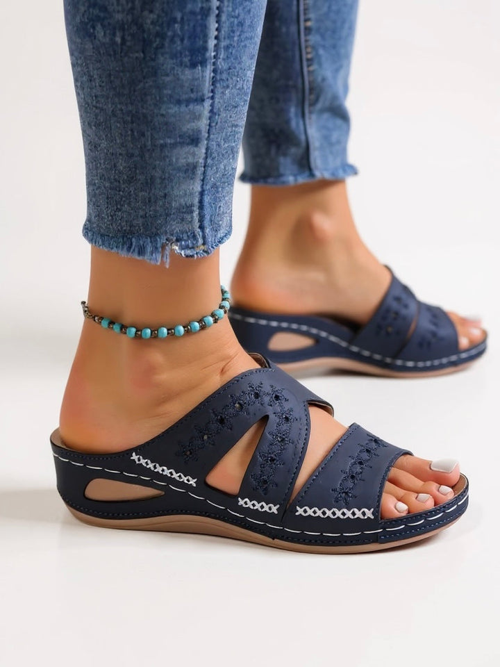 Sienna & Harper™  | Embroidered Slide Sandals