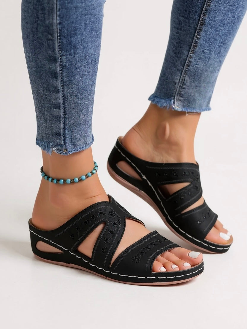 Sienna & Harper™  | Embroidered Slide Sandals
