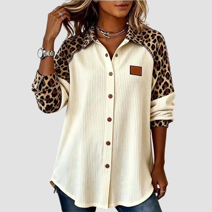 Sophia™ | Bold Leopard Print Button-Down Shirt
