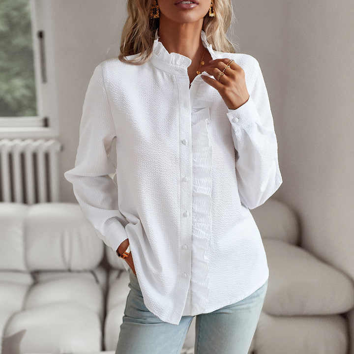 Sienna & Harper™ | Elegant Ruffled Button-Up Blouse