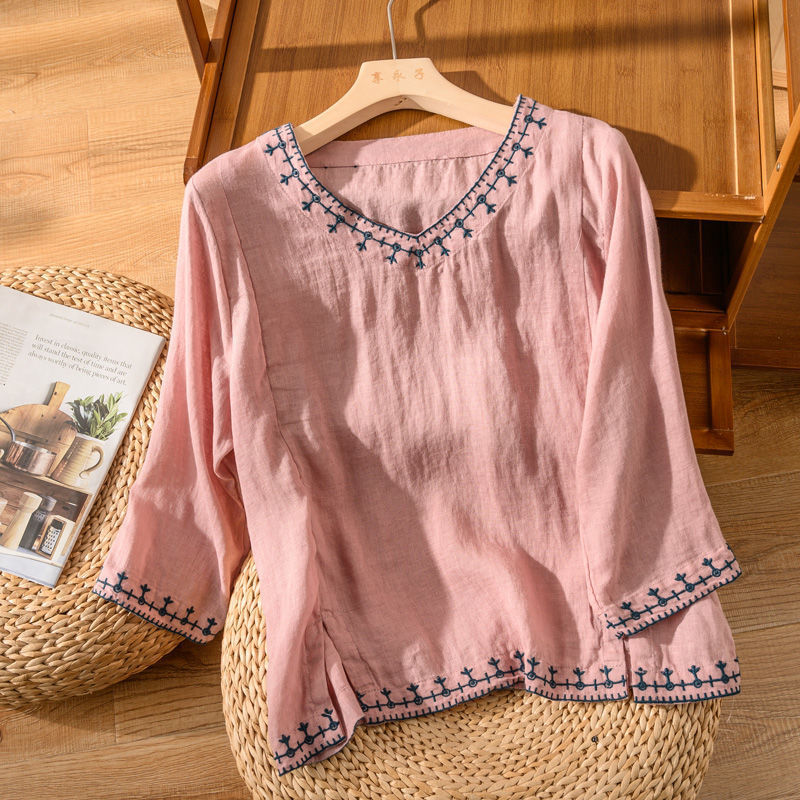 Sienna & Harper™ | Embroidered V-Neck Blouse