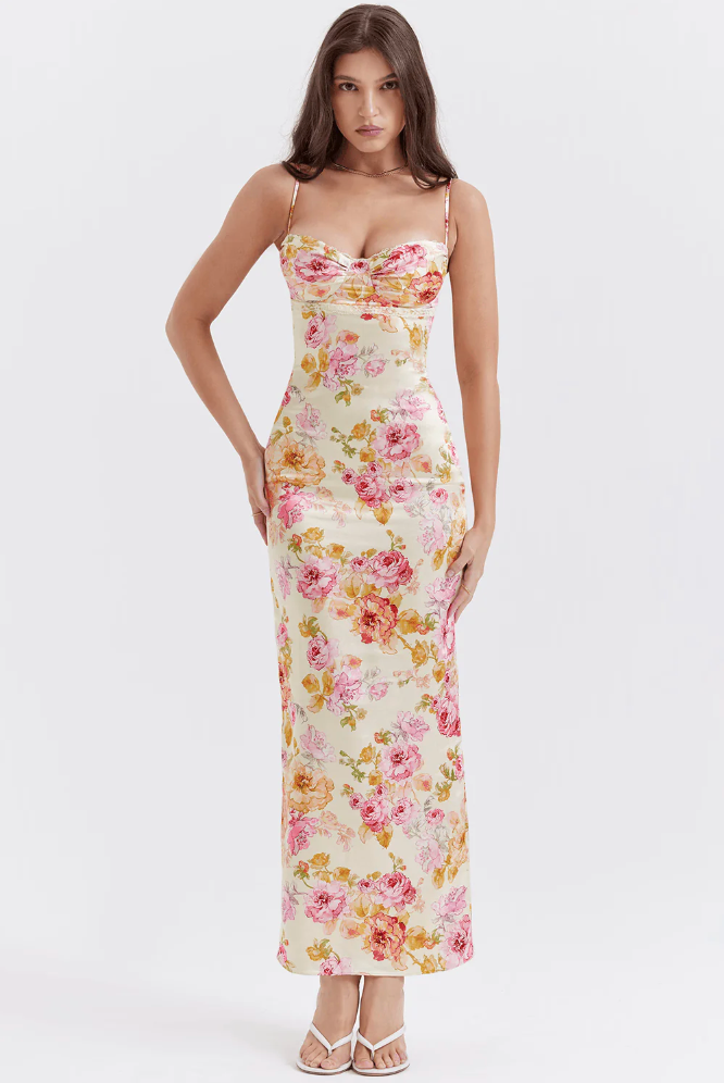 Sienna & Harper™ | Enchanting Spaghetti Strap Floral Midi Dress