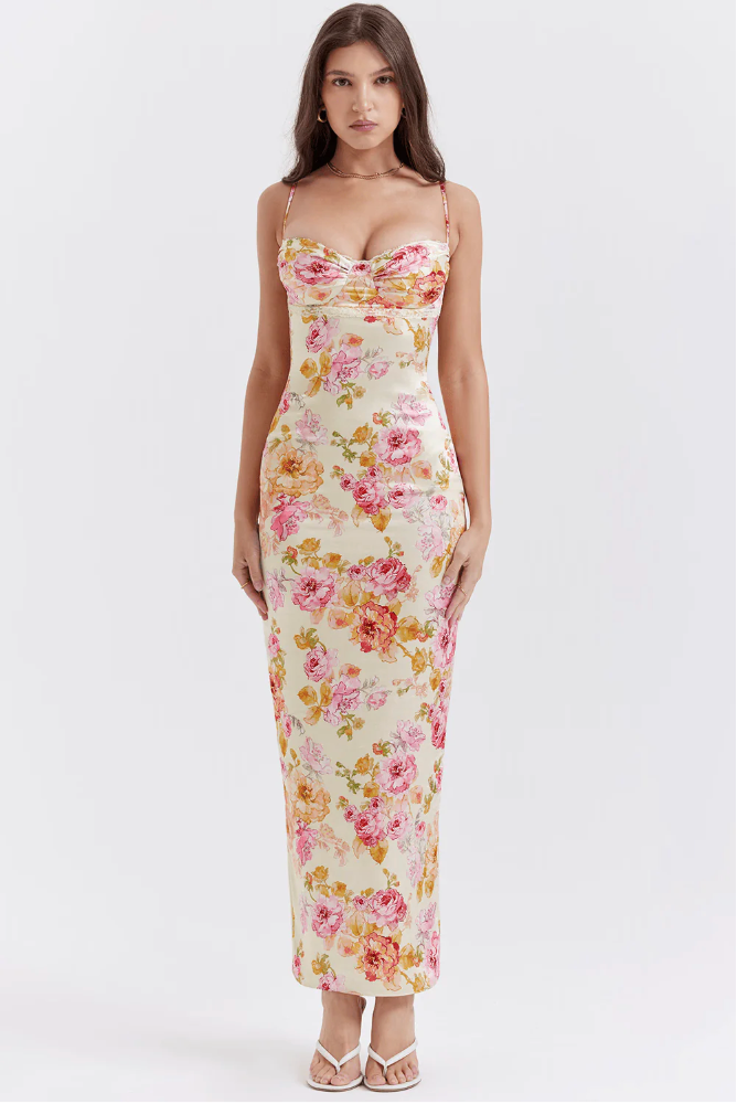 Sienna & Harper™ | Enchanting Spaghetti Strap Floral Midi Dress