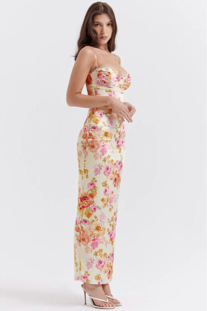 Sienna & Harper™ | Enchanting Spaghetti Strap Floral Midi Dress