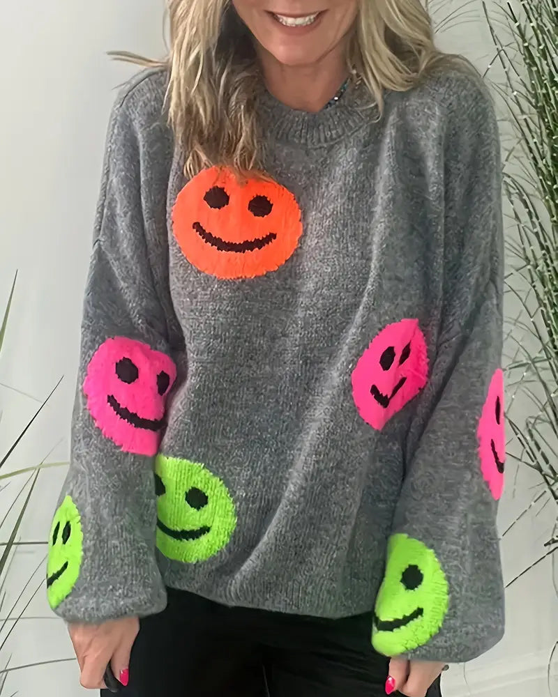 Sienna & Harper™ – Pull Smiley Crew Neck Sweatshirt