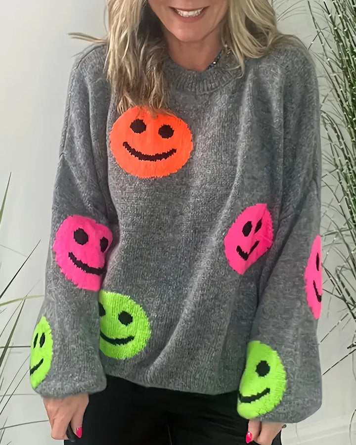 Sienna & Harper™ – Pull Smiley Crew Neck Sweatshirt