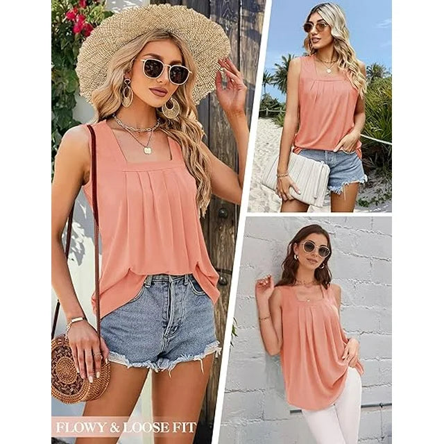 Sienna & Harper™ | Sleeveless Top with Square Neckline