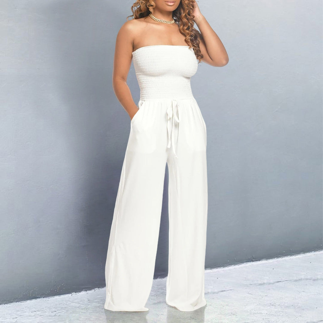 Sienna & Harper™ | Strapless Wide Leg Jumpsuit