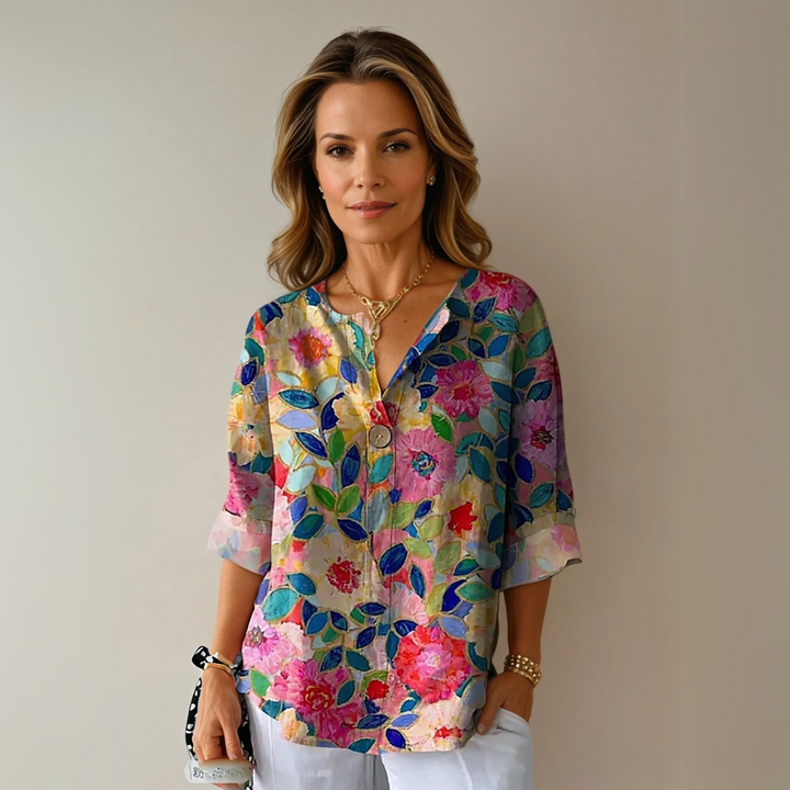 Sienna & Harper™ | Elegant Botanical Print Blouse