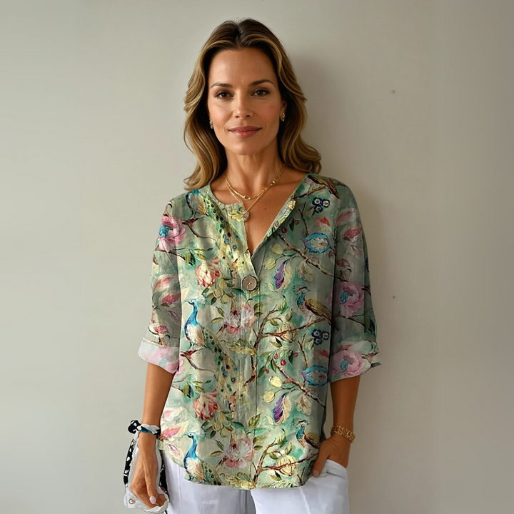 Sienna & Harper™ | Elegant Botanical Print Blouse