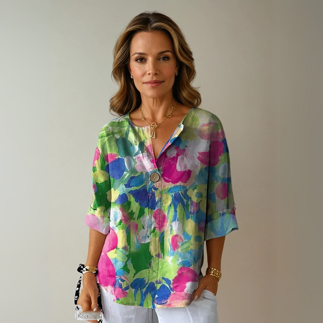 Sienna & Harper™ | Elegant Botanical Print Blouse