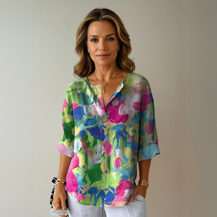 Sienna & Harper™ | Elegant Botanical Print Blouse